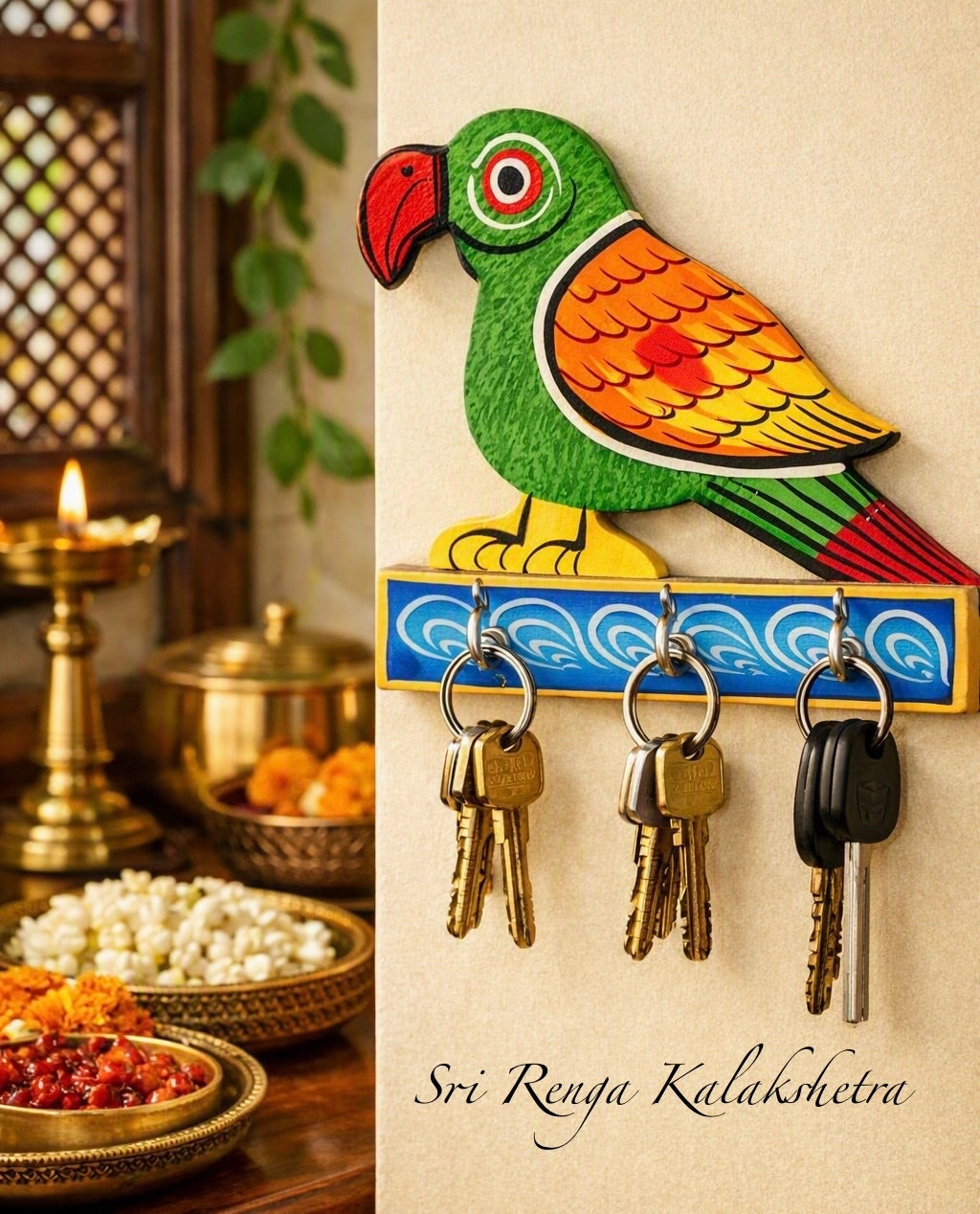 Wooden Parrot Key Holder