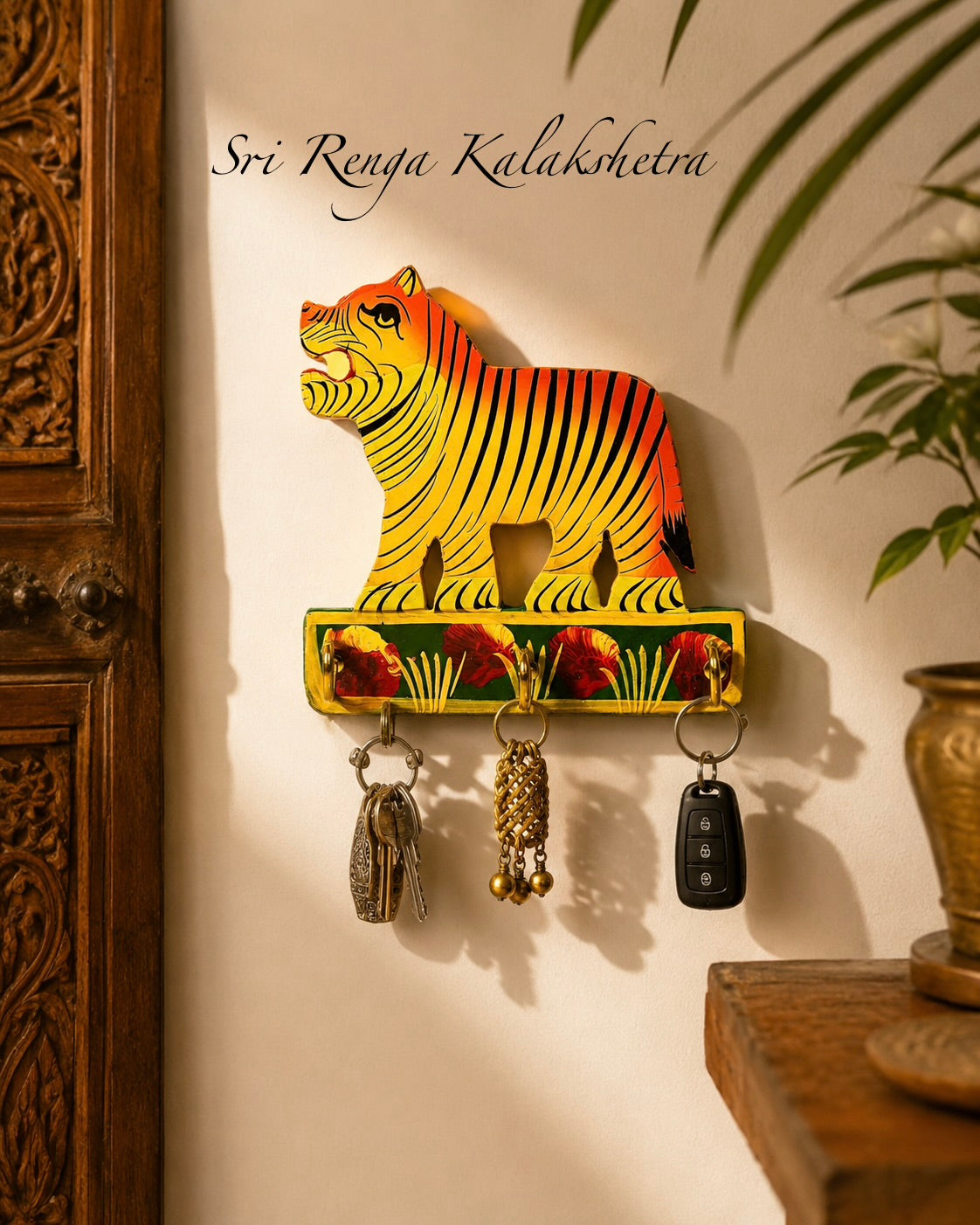 Wooden Tiger Key Holder