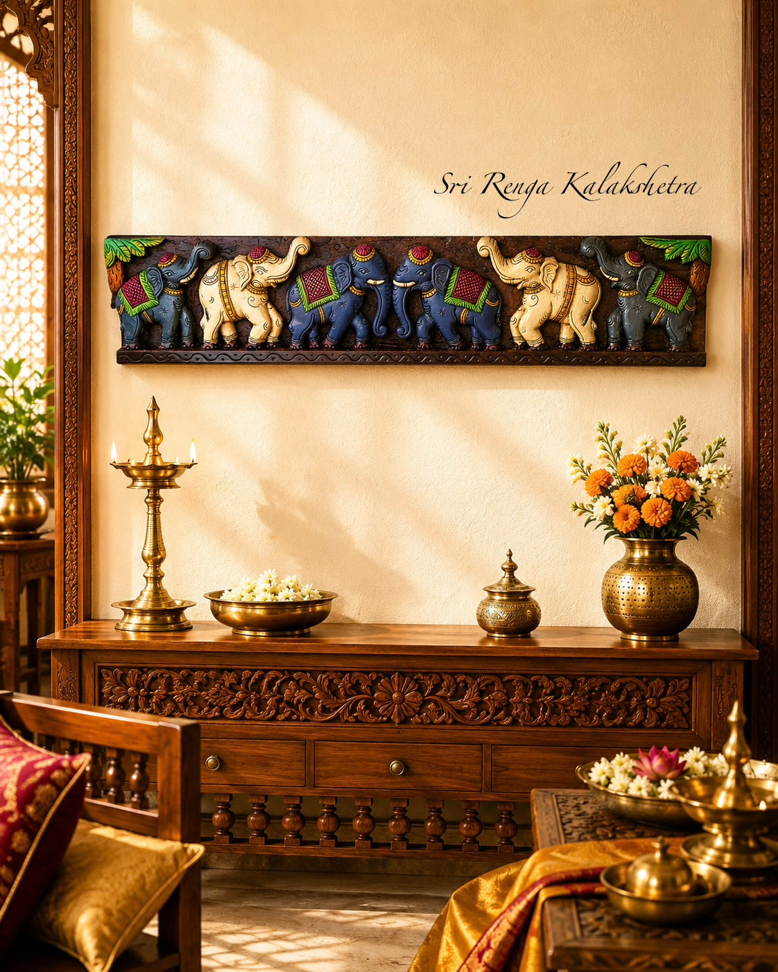 Wooden Elephant Panel