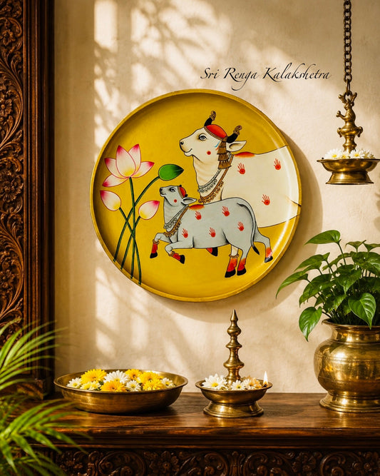 Pichwai Wall Plate - Cow & Calf