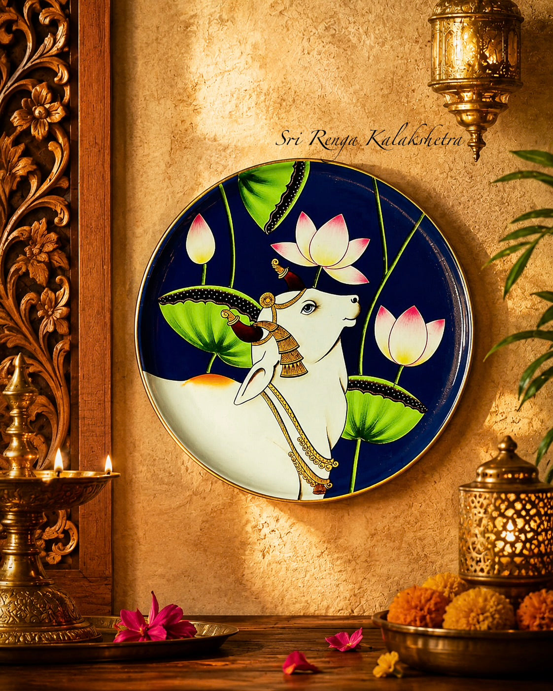 Pichwai Wall Plate - Cow Motif