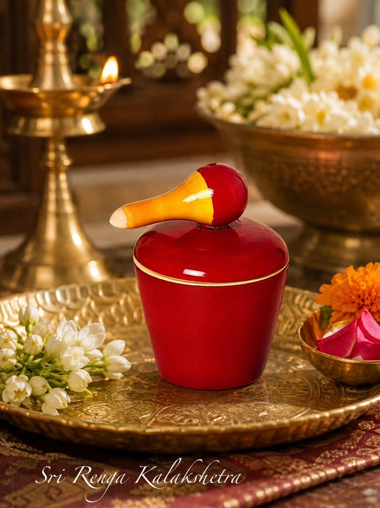 Wooden Kumkum Haldi Box with Cute Bird