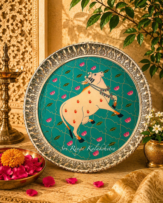 Silver Plated Pichwai Decorative Pooja Thali