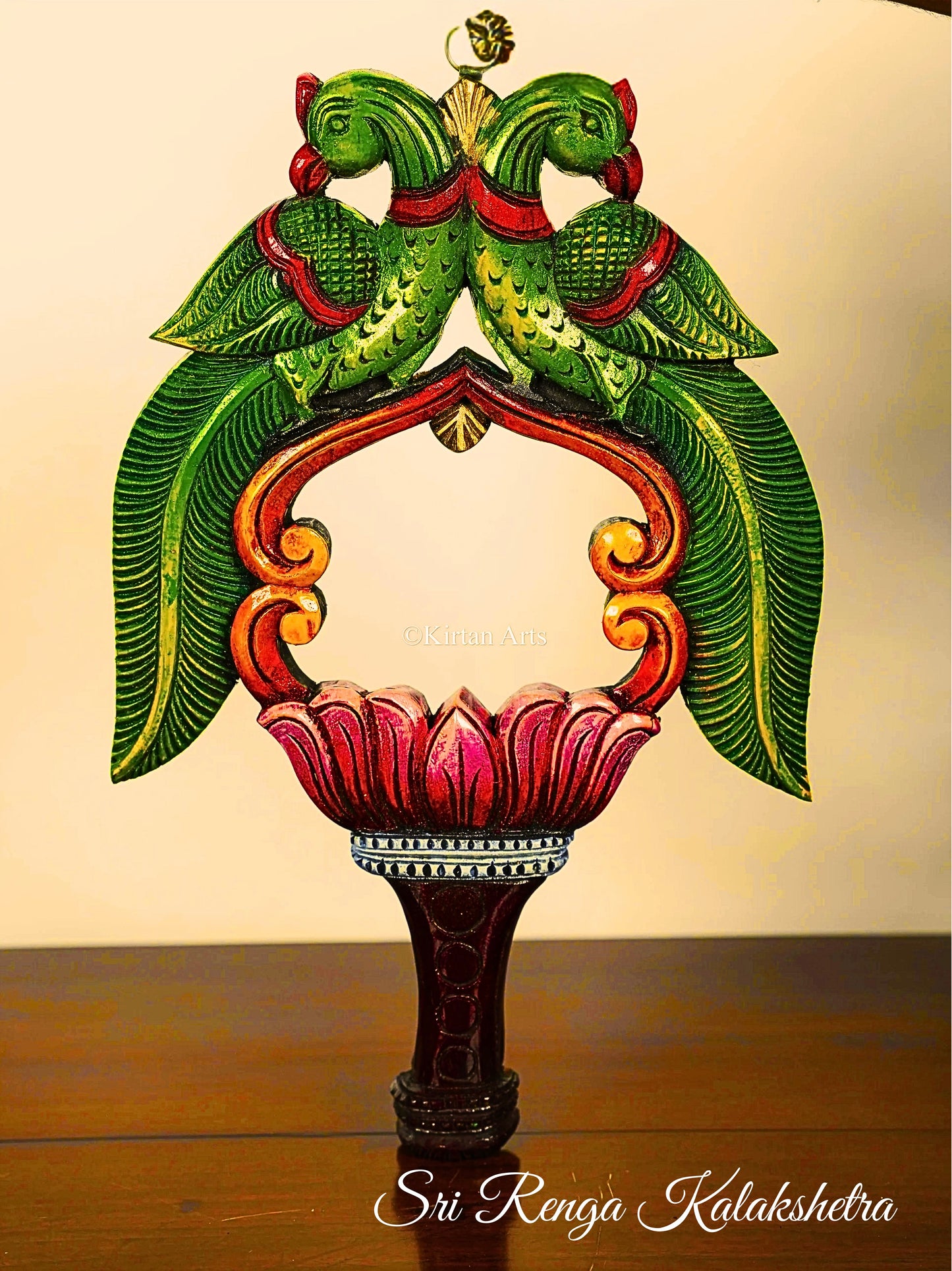 Hand carved parrot mirror