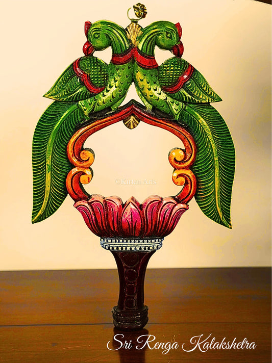 Hand carved parrot mirror