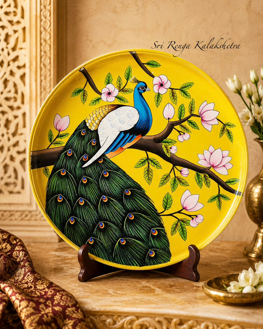 Pichwai Wall Plate - Peacock Motif
